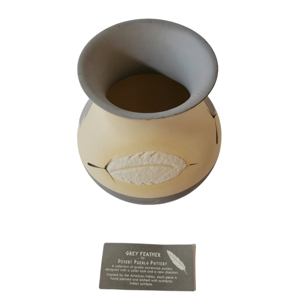 Grey Feather by Desert Pueblo Pottery Vase